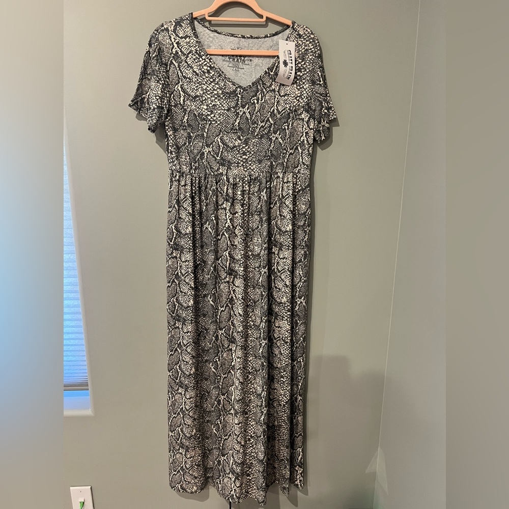 Crazy Train Black and White Snake Print Maxi Dress